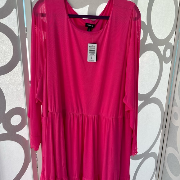 Torrid Pink Ruffle Tiered Mini Dress 6X NWT - Picture 3 of 5